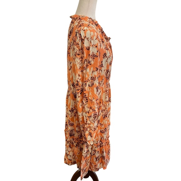 FRYE Cadmium Orange Combo Ruffle Dress - Picture 4 of 13